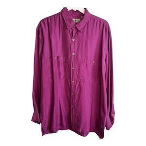 Robert Stock Men’s Burgundy Silk Button Down Shirt Size M